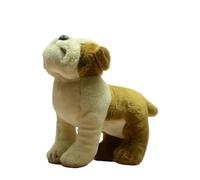 SMJWH Realistic Standing Bulldog/Pug Mix Puppy Plush Toy Stuffed Animal Chunky White & Brown Dog Doll Cuddly Gift for Kids and Adults