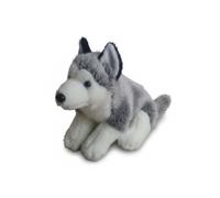 SMJWH Siberian Husky Puppy Plush Toy Realistic Sitting Sled Dog Stuffed Animal Cute Wolf Dog Soft Cuddly Companion Educational Pet Lover Gift Home Decor