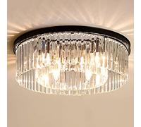 SMJY Chandelier Modern Crystal Chandelier, Round Crystal Pendant Light, LED E14 Hanging Lighting Fixture Adjustable Height for Dining Room, Kitchen Island, Bedroom Living Room Dia 15.7 Inch