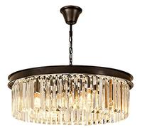 SMJY Chandelier Modern Crystal Chandelier, Round Crystal Pendant Light, LED E14 Hanging Lighting Fixture Adjustable Height for Dining Room, Kitchen Island, Bedroom Living Room Dia 15.7 Inch