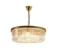 SMJY Chandelier Modern Round Chandelier American Minimalist Crystal Pendant Light, Retro Gold Crystal Chandelier LED Ceiling Light Living Room Restaurant Hotel Hanging Lamp Fixture E14