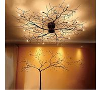 SMJY Modern Black LED Ceiling Lamp Nordic Tree Branch Iron Ceiling Lights Living Room Bedroom Chandeliers Ceiling Home Decor Light Fixtures Hotel Clubhouse Decoration Lighting (D130cm 15LED)