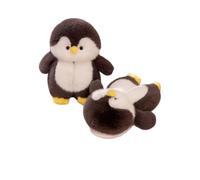 SMKBDFC Cute Little Penguin Winter Fluffy Slippers Women's Closed-heel Slippers Non-slip Soft-soled Home Shoes Couple Style Cotton Shoes(41,grey)