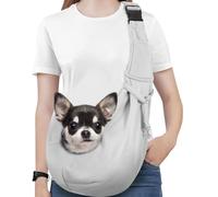 SMKBDFC Dog Sling Carrier, Reversible Hands Free Carrier for Small Dogs Cats, Puppy Slings with Adjustable Safety Harness(Gray)