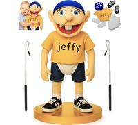 SML Jeffy Puppet Plush Toy Doll 60cm + 2 Rods, Plush Toy Doll, Mischievous Funny Hand Puppets Toy with Working Mouth, Soft Hand Puppet for Play House Gift for Birthday Christmas Halloween Party