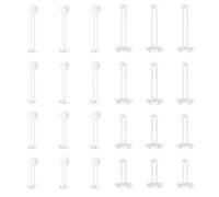 SMLBJUTE 24 Pcs Clear Piercing Retainers for Surgery Round and Flat Head Cartilage Earrings Stud Plastic Helix Tragus Earring 6mm/8mm/10mm/12mm