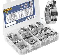 SMLCON Heavy Duty Hose Clamp Kit - 44PCS,1/4''- 1-1/8'' Adjustable Worm Gear Drive Hose Clamps Stainless Steel 304 for Fuel Injection Line, Automotive, Radiator, Garden,Plumbing