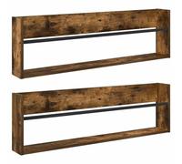 smlekwc Magazine Rack 2 Pcs Smoked Oak 100 x 12 x 30 cm Engineered Wood | Wall-mounted,space-saving,rectangular,smooth surface,easy-clean,vertical storage,office and living room use