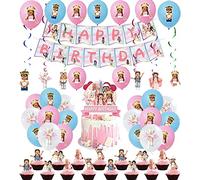 SMLHPARTY Birthday Decorations Roblox Pink Girl Balloons Roblox Happy Birthday Banner Hanging Swirl Ceiling Decorations Cake Topper Gaming Birthday Party Decorations