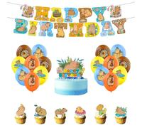 SMLHPARTY Capybara Birthday Party Decorations: 16pcs Balloons, 1pcs Banner, 13pcs Cake Decorations - Brown, Animal Print