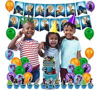 SMLHPARTY Hotel Transylvania Party Supplies: 16 Latex Balloons, 1 Happy Birthday Banner, 13 Cake Toppers - Kids' Birthday Decorations