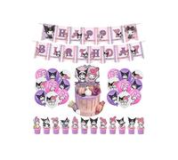 SMLHPARTY My Melody & Kuromi Birthday Decorations - Pink Cartoon Balloons, Banners & Cake Toppers
