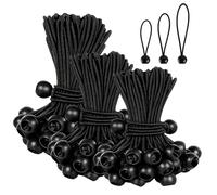SMLOPLOM Bungee Cords with Balls, 50 Pieces Ball Stretch Cord, 15/18/28 cm Elastic Rope, for Tying Tarpaulins, Canopy, Camping Tents, Black