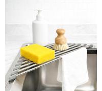 Smloplom Triangle Roll Up Dish Drying Rack, Over The Sink Dish Drying Rack, Stainless Steel Sink Caddy for Top of Sink, Foldable Anti-Slip Kitchen Sink Organizer Space Saving Corner Drainer