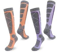 Smlper 2 Pairs Ski Socks Womens 4-7,Knee High Thermal Socks Outdoor Winter Warm Sports Socks for Cold Weather Skiing Snowboarding and Hunting