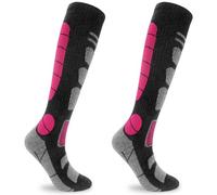 Smlper 2 Pairs Thermal Ski Socks in Merino Wool Knee High Long Hose Walking Hiking Socks for Women Thick Terry Cushion Outdoor Wicking Warm Athletic Socks Size 4-7