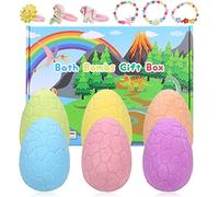 Smlper Bath Bombs for Kids with Surprise Inside, 6 Pcs Dino Egg Handmade Natural Fizzy Bath Bombs Dinosaur Toys for Girls Boys Christmas Birthday Easter Gift Set (6 * 130g) (Animal Toys Inside-6PCS)