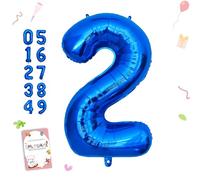 Smlpuame 40 Inch Navy Blue 2 Balloon for 2nd Birthday Party, Blue Two Number Balloon 12 21 22 Birthday Decorations for Boys Girls Men Women, Helium Giant Foil Number 2 Balloon