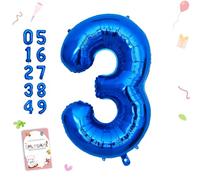 Smlpuame 40 Inch Navy Blue 3 Balloon for 3rd Birthday Party, Blue Three Number Balloon 13 23 33 Birthday Decorations for Boys Girls Men Women, Helium Giant Foil Number 3 Balloon