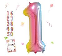 Smlpuame 40 Inch Number Balloons 0-9 Rainbow Gradient Large Number 1 Balloons, Digital Balloons for Birthday Party Celebration Decorations, Helium Foil Number Balloons for Wedding Anniversary