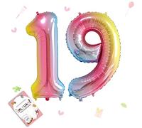 Smlpuame 40 Inch Number Balloons 0-9 Rainbow Gradient Large Number 19 Balloons, Digital Balloons for Birthday Party Celebration Decorations, Helium Foil Number Balloons for Wedding Anniversary