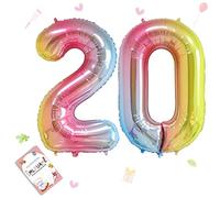 Smlpuame 40 Inch Number Balloons 0-9 Rainbow Gradient Large Number 20 Balloons, Digital Balloons for Birthday Party Celebration Decorations, Helium Foil Number Balloons for Wedding Anniversary