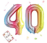 Smlpuame 40 Inch Number Balloons 0-9 Rainbow Gradient Large Number 40 Balloons, Digital Balloons for Birthday Party Celebration Decorations, Helium Foil Number Balloons for Wedding Anniversary