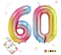 Smlpuame 40 Inch Number Balloons 0-9 Rainbow Gradient Large Number 60 Balloons, Digital Balloons for Birthday Party Celebration Decorations, Helium Foil Number Balloons for Wedding Anniversary