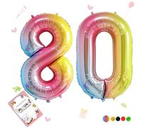 Smlpuame 40 Inch Number Balloons 0-9 Rainbow Gradient Large Number 80 Balloons, Digital Balloons for Birthday Party Celebration Decorations, Helium Foil Number Balloons for Wedding Anniversary