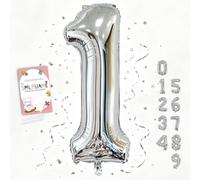 Smlpuame 40 Inch Silver Number 1 Balloon,1st Birthday Decoration Boys Girls | Large Self Inflating Number Balloons, Mylar Foil Helium Balloon for Women Men Party Anniversary Supplies Reusable