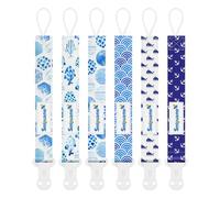 Smlpuame Dummy Clip Boys,6 Pack BPA Free Soother Chain,Pacifier Holder Clips for Teether Toy,Baby Dummy Strap Universal Design Fit All Pacifiers Teething Toys,Baby Gift(Ocean)