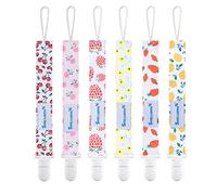 Smlpuame Dummy Clips Girl,6 Pack BPA Free Soother Chain,Pacifier Holder Clips for Teether Toy,Baby Dummy Strap Clip Universal Design Fit All Pacifiers Baby Teething Toys,Newborn Baby Shower(Fruit)