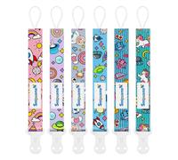 Smlpuame Dummy Clips Girl,6 Pack BPA Free Soother Chain,Pacifier Holder Clips for Teether Toy, Dummy Strap Universal Design Fit All Pacifiers Teething Toys,Baby Gift(Travel in Space)