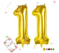 Smlpuame Gold Number 11 Balloons, 40 Inch Large Foil Balloon 0-9 Helium Digital Balloons, Self Inflating Number Balloon for 11th Birthday Party Celebration Decorations Supplies Wedding Anniversary
