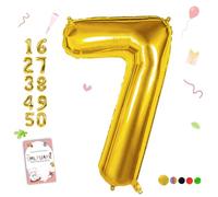 Smlpuame Gold Number 7 Balloons, 40 Inch Large Foil Balloon 0-9 Helium Digital Balloons, Self Inflating Number Balloon for 7th Birthday Party Celebration Decorations Supplies Wedding Anniversary