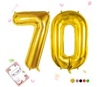 Smlpuame Gold Number 70 Balloons, 40 Inch Large Foil Balloon 0-9 Helium Digital Balloons, Self Inflating Number Balloon for 70th Birthday Party Celebration Decorations Supplies Wedding Anniversary