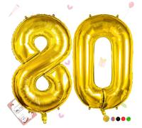 Smlpuame Gold Number 80 Balloons, 40 Inch Large Foil Balloon 0-9 Helium Digital Balloons, Self Inflating Number Balloon for 80th Birthday Party Celebration Decorations Supplies Wedding Anniversary