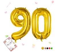Smlpuame Gold Number 90 Balloons, 40 Inch Large Foil Balloon 0-9 Helium Digital Balloons, Self Inflating Number Balloon for 90th Birthday Party Celebration Decorations Supplies Wedding Anniversary