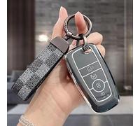 SMLZR Car Key Fob Case for Ford Mustang Mach-E 2020-2024,Car Remote Control Key Case Shell Car Key Cover Cases Keychain Buttons Car Key Shells Car Accessories,Grey-B-4