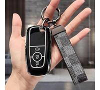SMLZR Car Key Fob Case for Ford Mustang Mach-E 2020-2024,Car Remote Control Key Case Shell Car Key Cover Cases Keychain Buttons Car Key Shells Car Accessories,Black-B-3