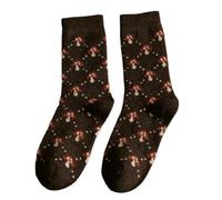 SMMZRF 3/5/6 Pairs Of Wool Thick Retro Cute Sweet Milk Coffee Color Women'S Mid-Calf Socks-15-3 Bayer