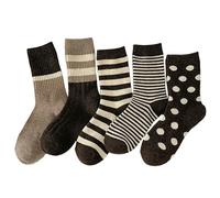 SMMZRF 3/5/6 Pairs Of Wool Thick Retro Cute Sweet Milk Coffee Color Women'S Mid-Calf Socks-Tell Me