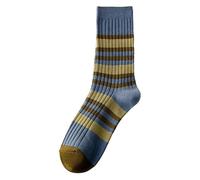 SMMZRF 3/5 Pair Warm Casual Cotton Mid-Calf Socks Retro Striped Color Matching Cotton Socks-3-4 Bayer