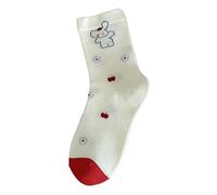 SMMZRF 3/5 Pairs Fashionable Women'S Cartoon Panda Print Cute College Style Cotton Mid-Tube Socks-B3-3Pair