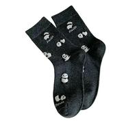SMMZRF 3/5 Pairs Fashionable Women'S Cartoon Panda Print Cute College Style Cotton Mid-Tube Socks-Black-3Pair