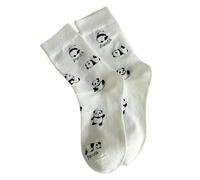 SMMZRF 3/5 Pairs Fashionable Women'S Cartoon Panda Print Cute College Style Cotton Mid-Tube Socks-White-3Pair