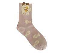 SMMZRF 5 Pairs Cute 3D Cartoon Funny Cat And Bear Pure Cotton Socks For Women-1-5Pair