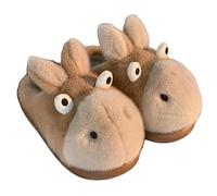 SMMZRF Clogs Warm Soft-Soled Home Shoes For Men And Women, Cute Little Donkey Plush Slippers-Khaki-38-39
