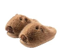 SMMZRF Clogs Women'S Autumn And Winter Warm Home Outdoor Fashion Cute Cartoon Plush Slippers-Khaki-36-37