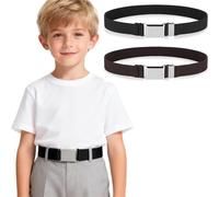 SMNHQQYY 2PCS Kids Toddler Belts,Adjustable Stretch Belt With Silver Square Buckle, Elastic Stretch Belts for Boys Girl Children Pants Uniform Jeans Causal